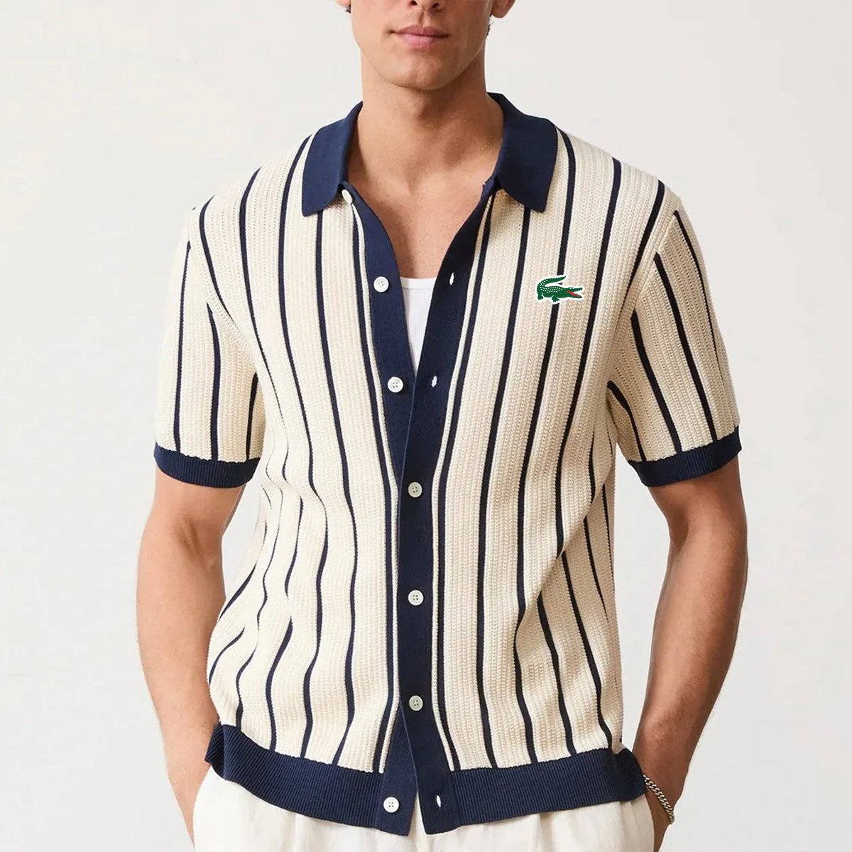Artboard 1 copy 2 Lacoste Buttoned Stripped Shirt for Men - Image 1
